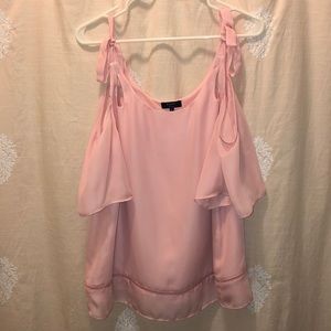 Kaari blue off the shoulder pink blouse